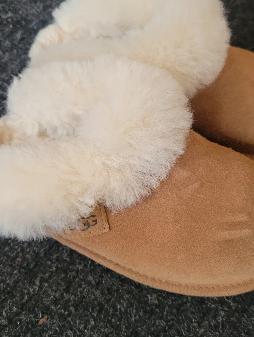 UGG Kids Chestnut and Cream Sheepskin Lined Slippers